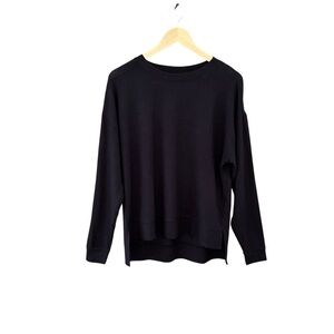 NEW BP Casual Long Sleeve Minimalist Crewneck Sweatshirt Top Sze M Black Chic